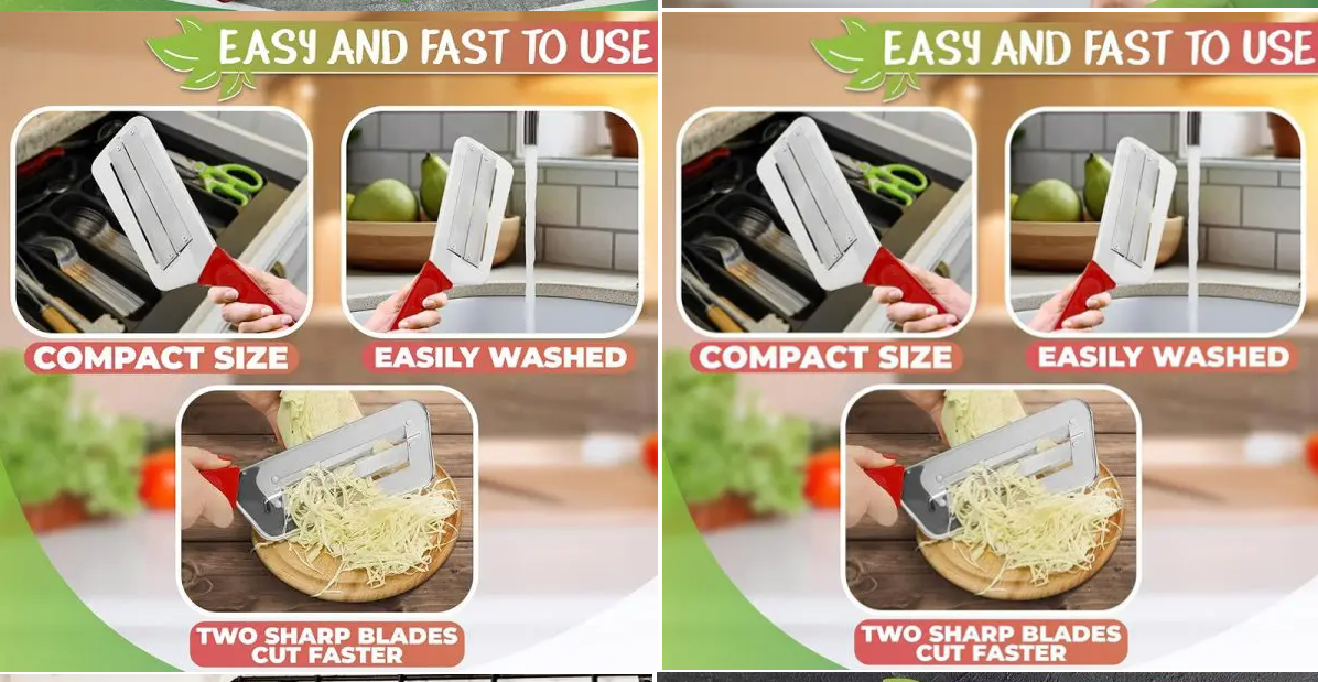 Durable and Sharp Cabbage Kitchen Knife with Premium Stainless Steel Cabbage Cutter with Two Sharp Blades Easy to Clean